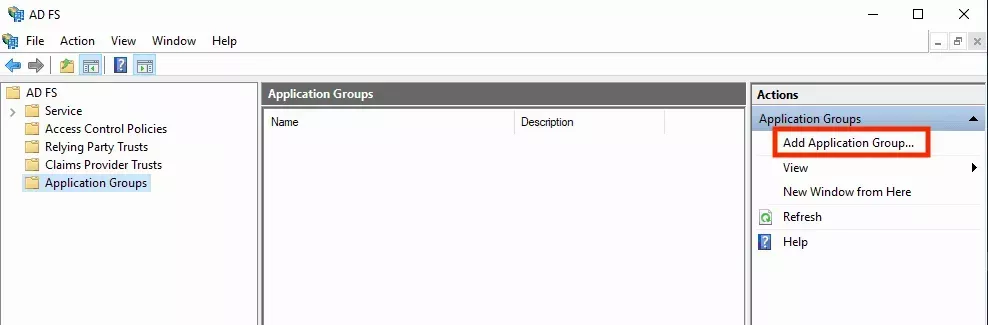 Add AD FS Application Group